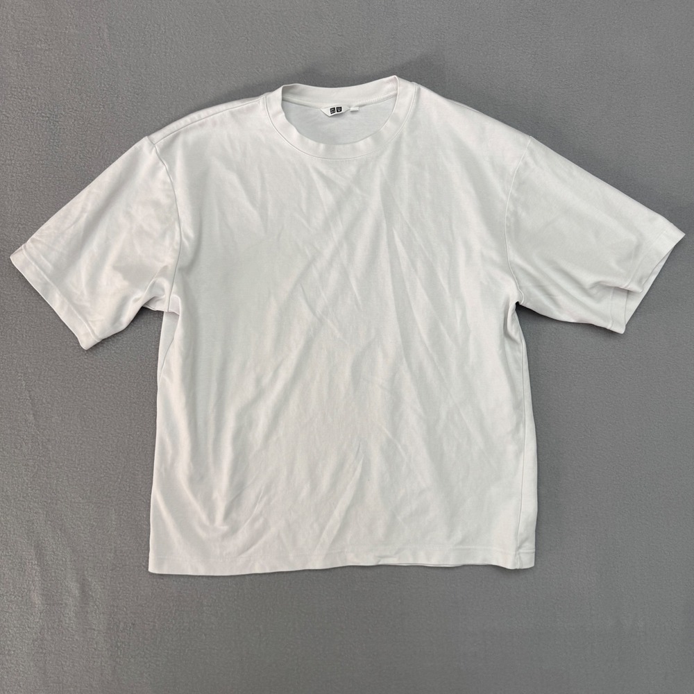 Uniqlo AIRism T Shirt XL White Oversized Boxy Minimalist Men Blank